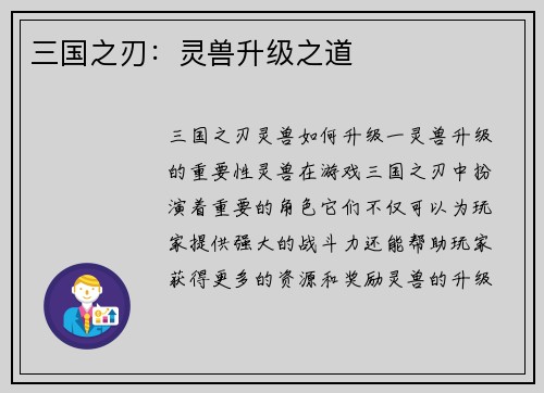 三国之刃：灵兽升级之道